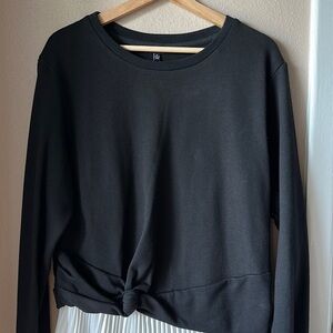 NWT ATHENA MARIE Black and White Pleated Twist Front Sweatshirt